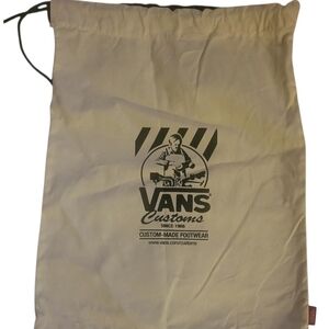 Vans Custom-Made Foot Wear Drawstring Off-White Bag With Bold Blue 15"H X 12"W